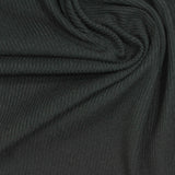 Brushed Polyester Stretch Rib Knit Fabric, 250 gsm, 160 cm — Black — photo 2