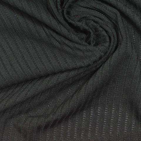 Polyester Stretch Rib Knit Fabric, 190 gsm, 155 cm — Black
