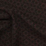Dark Brown Flowers Woven, Poly-Viscose — photo 2