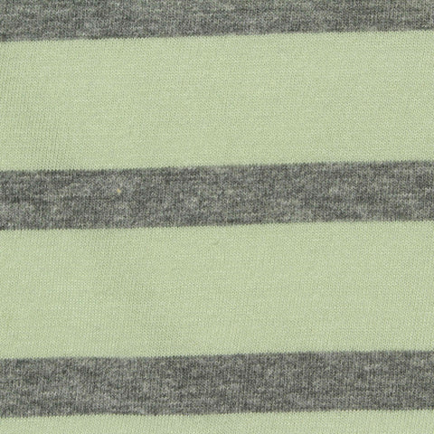 Light Green Horizontal-Stripe Jersey Knit, Polyester, 147 gsm