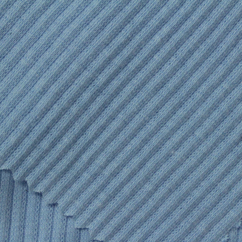Cotton Stretch Rib Knit Fabric, 260 gsm, 110 cm — Blue