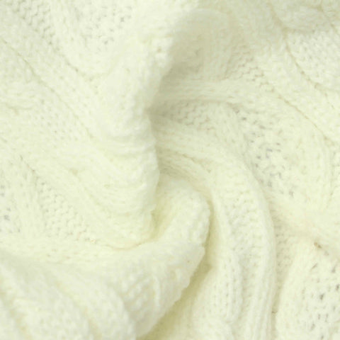 Jacquard 100% Acrylic Knit Fabric, 385 gsm, 134 cm — White