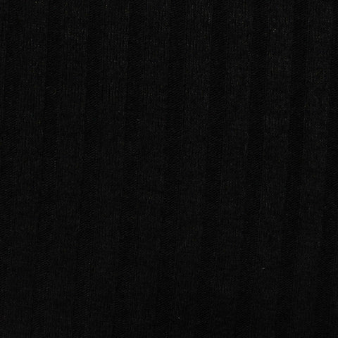 Cotton Polyester Stretch Rib Knit Fabric, 200 gsm, 150 cm — Black
