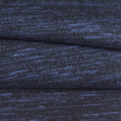 Dark Blue Fine-Marl Interlock Knit, Cotton