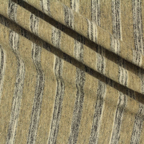 Black Vertical-Stripe French Terry, Cotton-Poly, 385 gsm