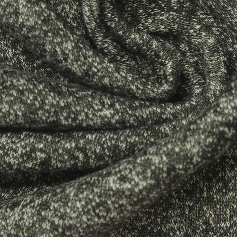 Black Marl French Terry, Cotton-Poly, 260 gsm