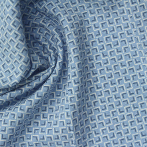 Light Blue Geometric Knit, Poly-Cotton