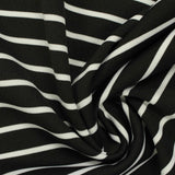 Black Horizontal-Stripe Ponte Knit, Polyester — photo 2