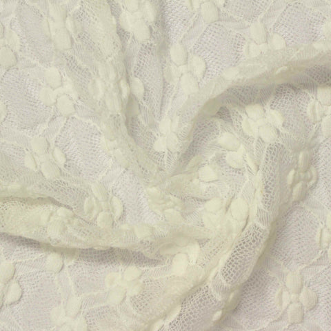 Cream Tone-on-Tone Floral Lace, Nylon-Cotton