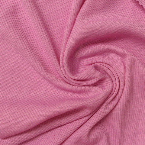 Polyester Viscose Stretch Rib Knit Fabric, 165 gsm, 160 cm — Pink