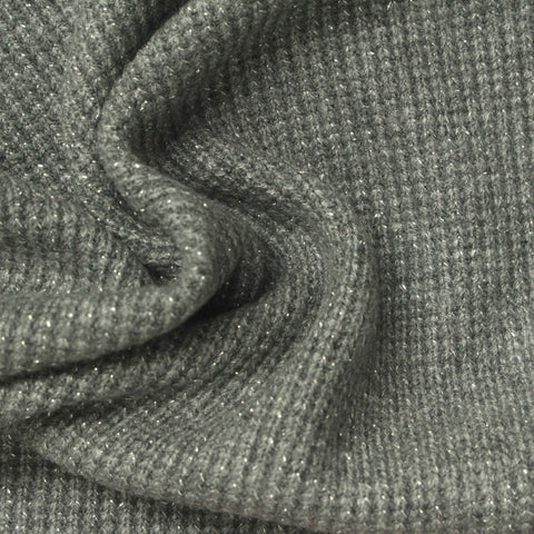 Grey Marl Rib Knit, Viscose-Poly, 360 gsm