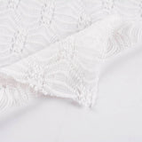 White Openwork-Floral Chunky Knit, Polyester — photo 2
