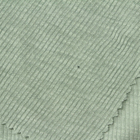 Slub Polyester Viscose Rib Knit Fabric, 180 gsm, 165 cm — Green