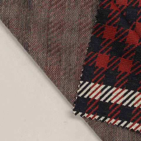Navy Plaid Jacquard, Poly-Viscose, 260 gsm, 164 cm