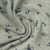 Blue Floral Rib Knit, Cotton-Poly — photo 2