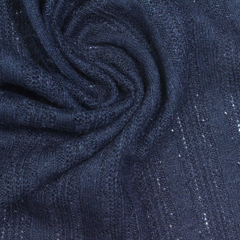 Dark Blue Marl Chunky Knit, Viscose-Poly, 170 gsm