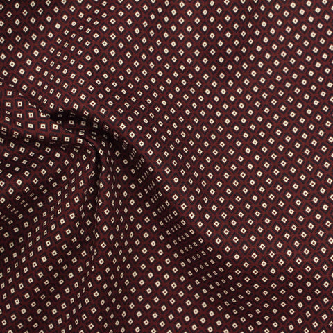 White Geometric-Diamond Poplin, Cotton