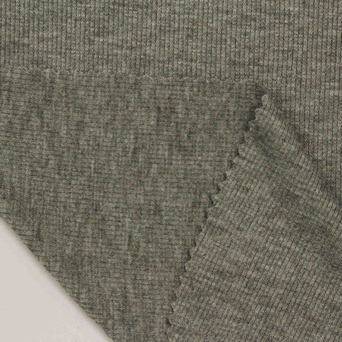Heather Grey Marl Rib Knit, Viscose, 240 gsm, 130 cm