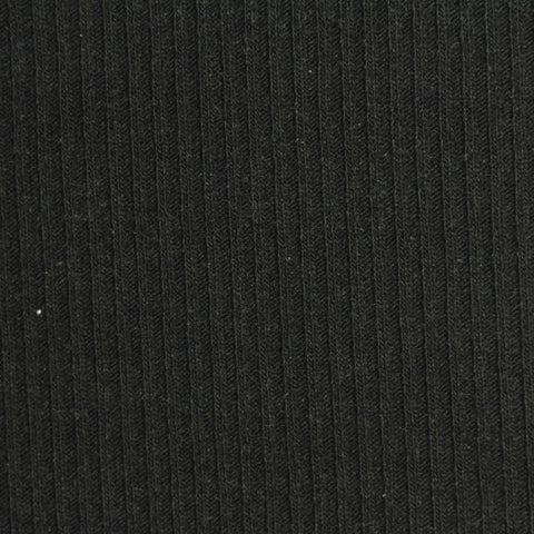 Polyester Viscose Stretch Rib Knit Fabric, 312 gsm, 147 cm — Black