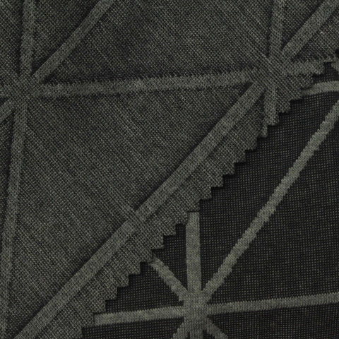 Dark Grey Geometric-Grid Interlock Knit, Poly-Cotton