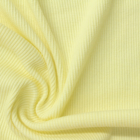 Cotton Polyester Stretch Rib Knit Fabric, 190 gsm, 140 cm — Yellow