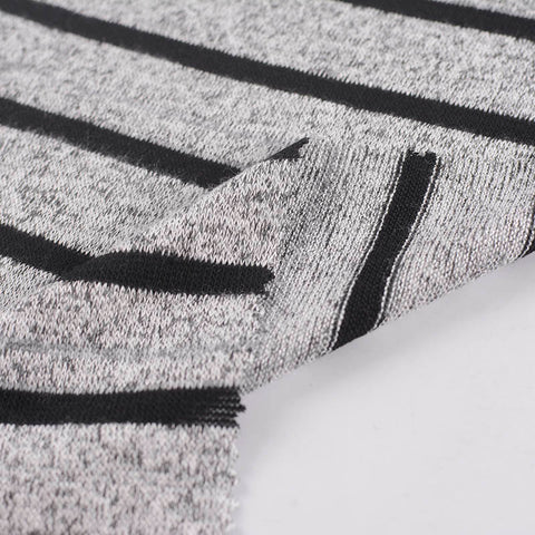 Black Horizontal-Stripe Chunky Knit, Poly-Cotton, 272 gsm