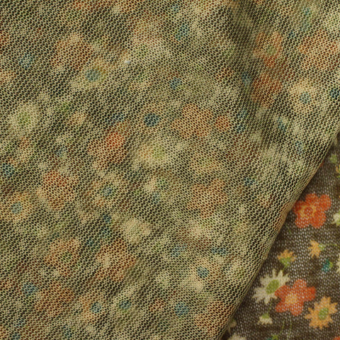 Orange Floral Knit, Polyester, 100 gsm