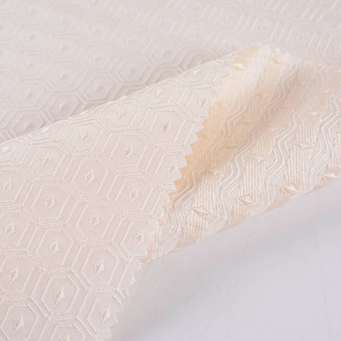 White Geometric-Hexagon Jacquard, Polyester