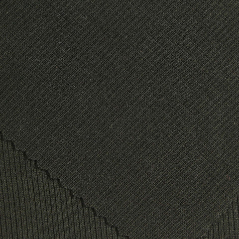 Polyester Viscose Stretch Rib Knit Fabric, 310 gsm — Green