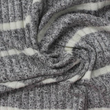 White Horizontal-Stripe Jersey Knit, Viscose-Poly — photo 2