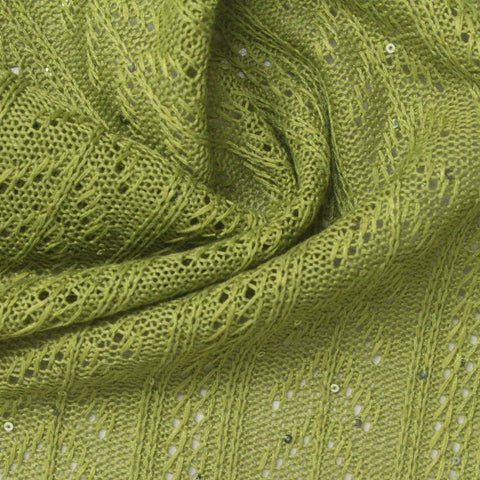 Lime Sequins Pointelle Knit, Polyester
