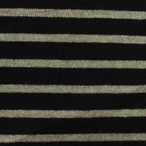 Black Horizontal-Stripe Chunky Knit, Poly-Cotton, 435 gsm