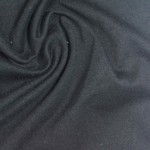 Polyester Cotton Stretch Scuba Knit Fabric, 260 gsm, 185 cm — Black