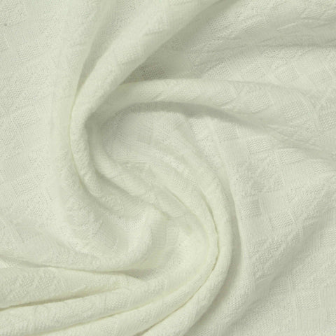 Cream Textured-Square Jacquard, Cotton-Poly