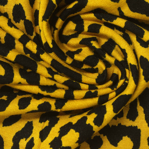 Black Leopard Jersey Knit, Viscose, 250 gsm, ref EF-253824