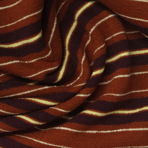 Brown Horizontal-Stripe Jersey Knit, Poly-Cotton