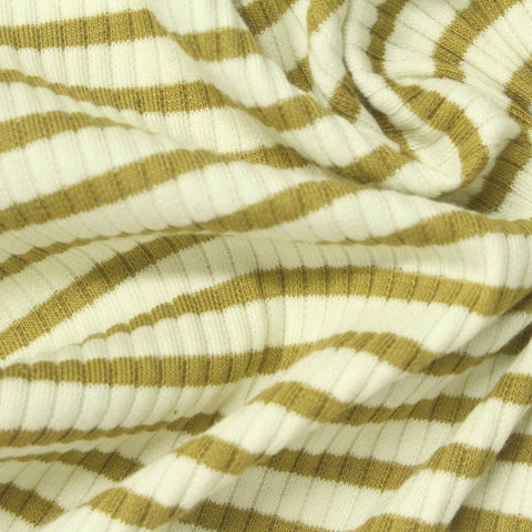 Off-White Horizontal-Stripe Knit, Cotton-Poly, 260 gsm, 125 cm