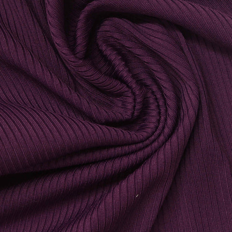 Polyester Stretch Rib Knit Fabric, 259 gsm, 164 cm — Purple
