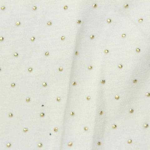 Gold Dots Jersey Knit, Cotton-Poly