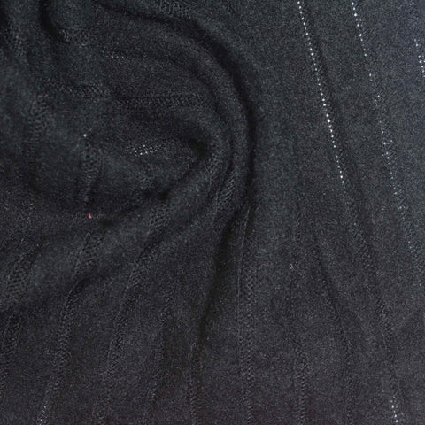 White Vertical-Pinstripe Rib Knit, Poly-Viscose