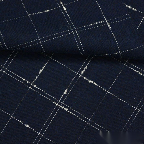 Navy Check Woven, Wool-Nylon