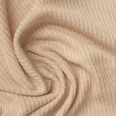 Brushed Viscose Polyester Stretch Rib Knit Fabric, 190 gsm, 150 cm — Beige