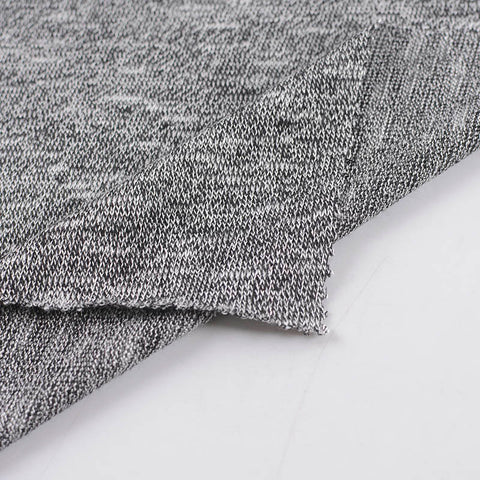 Black Heathered-Marl Chunky Knit, Viscose-Poly, 145 gsm