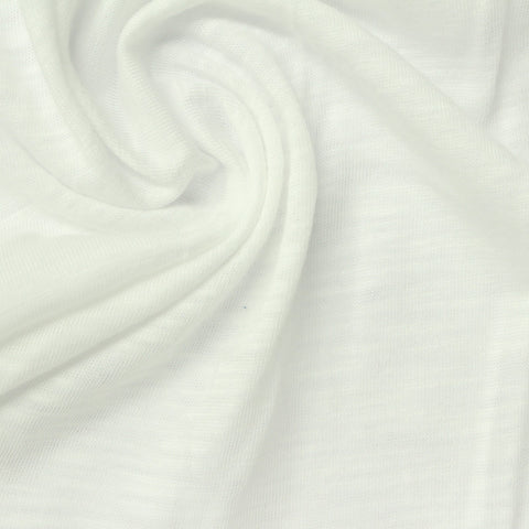Slub Cotton Modal Jersey Knit Fabric, 145 gsm, 155 cm — White