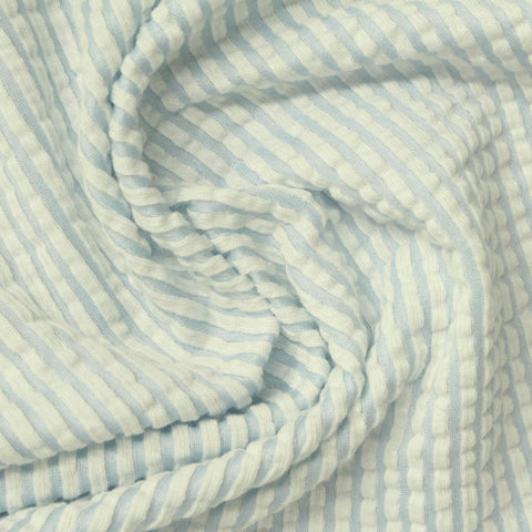 Light Blue Vertical-Stripe Jersey Knit, Cotton-Poly, 200 gsm
