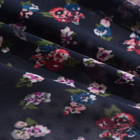 Pink Floral Chiffon, Polyester, 90 gsm