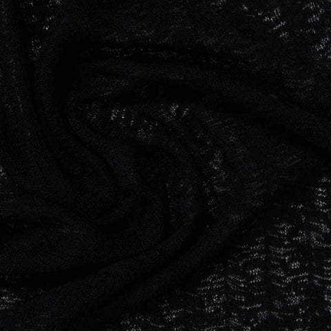 100% Polyester Rib Knit Fabric, 85 gsm, 123 cm — Black