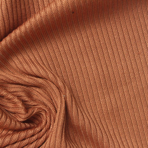 Brushed Polyester Stretch Rib Knit Fabric, 220 gsm — Orange