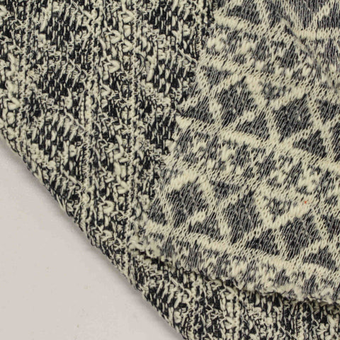 Cream Geometric-Diamond Chunky Knit, Poly-Cotton