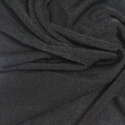 Polyester Stretch Rib Knit Fabric, 200 gsm, 165 cm — Black